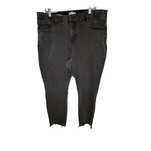 Ava & Viv Women's Mid Rise Skinny Jeans Crop Fringe Hem Size 20 Black